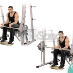 Curl de muñeca sentado en máquina Smith (Smith Machine Seated Wrist Curl)